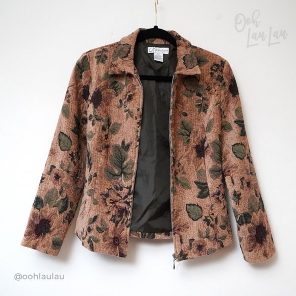 Vintage Tapestry Floral Zip Up Jacket - Picture 1 of 8